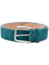 Moorer Suede Leather Belt In Blue