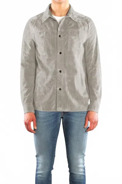Moorer Suede Long Sleeve Shirt In Marmo In Grey