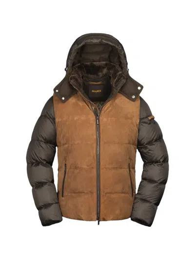 Moorer Suede Padded Jacket In Brown