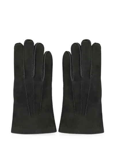 Moorer Suede-finish Stitched-detail Gloves In Neutral