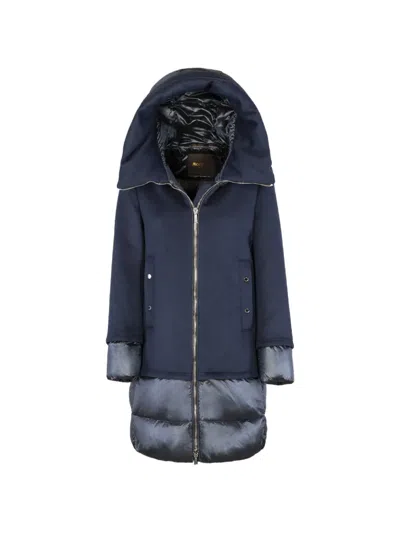 Moorer Sunrise Panelled Hooded Jacket In Blue