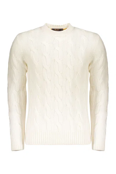 Moorer Sweater With An Elegant Cable Knit Pattern In White
