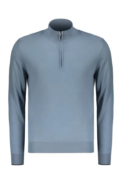 Moorer Sweater With Zip In Blue