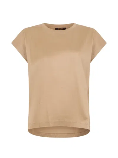 Moorer Beige T-shirt With Short Sleeves And A Casual And Versatile Design. In Multi