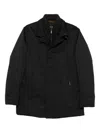 Moorer Tailored Black Coat With Concealed Closure In Black