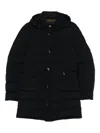 Moorer Tailored Blue Coat With Quilted Design In Black