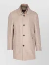 Moorer Tailored Short Jacket Side Pockets In Neutral