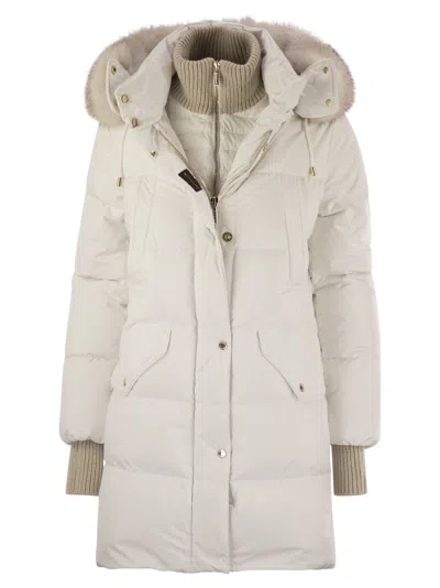 Moorer Talassa-stp - Long Down Jacket With Hood In White