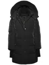 Moorer Fur Trim Hooded Long Quilted Ribbed In Black