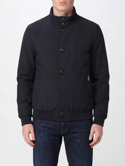 Moorer Technical Fabric Bomber Jacket With High Neck And Elasticated Cuffs In Blue