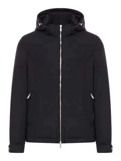 Moorer Technical Fabric Jacket With Hood In Black
