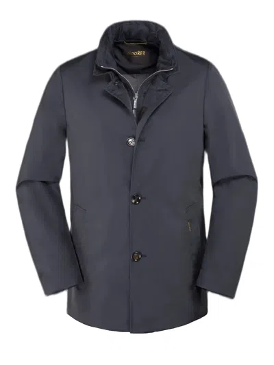 Moorer Technical Shape Memory Jacket With Detachable Hood In Blue