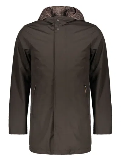Moorer Tenno-amd Hooded Techno Fabric Raincoat In Green