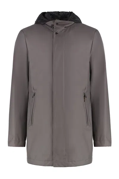 Moorer Tenno Technical Fabric Parka In Turtledove