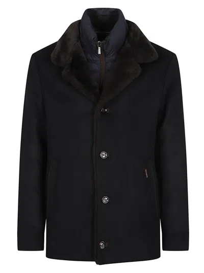 Moorer Teodor-le Fur-collar Wool-cashmere Jacket In Black