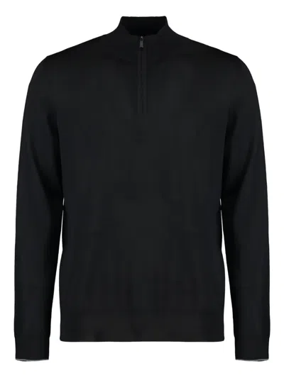 Moorer Terni Virgin-wool Half-zip Sweater In Black