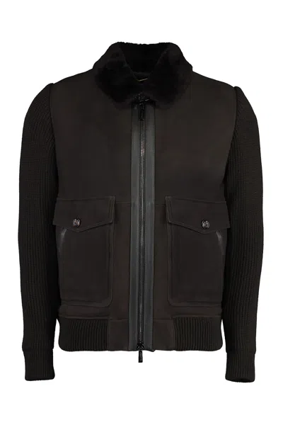 Moorer Teseo Padded Bomber Jacket In Brown