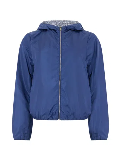 Moorer Tess-dor Hooded Zip-up Jacket In Blue