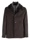 Moorer Textured-collar Single-breasted Coat In Brown