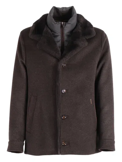 MOORER TEXTURED-COLLAR SINGLE-BREASTED COAT