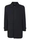 Moorer Vittor Nyl Blue Three-quarter Coat In Black
