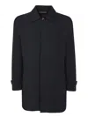 Moorer Vittor Nyl Blue Three-quarter Coat In Black