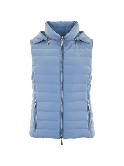 Moorer Tinnari Padded Collarless Vest In Blue