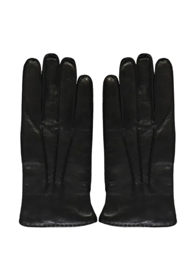 Moorer Topstitched Leather Gloves In Pink