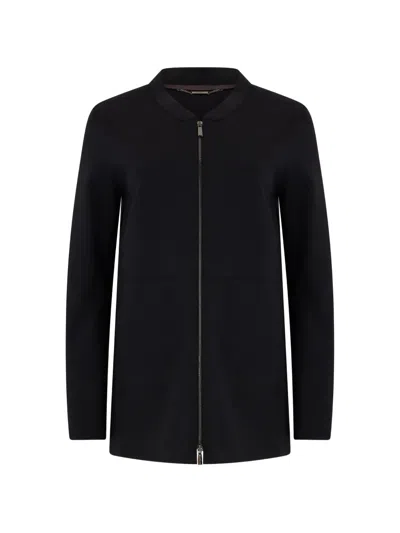 Moorer Tortoise-jsc Zip-up Coat In Black