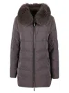 Moorer Trapeze-line Down Jacket With Detachable Fox Fur Collar In Brown