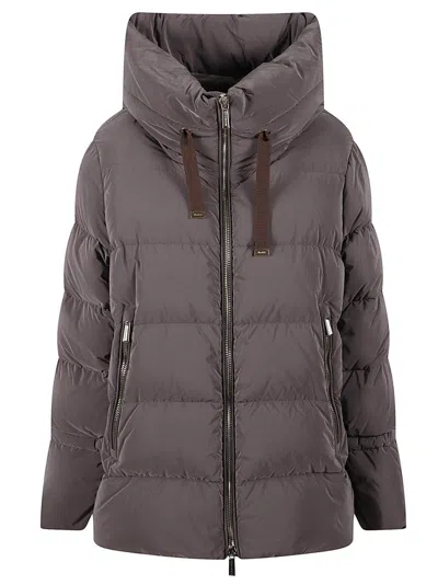 Moorer Trapezoidal Quilted Down Jacket With Transformative Design In Brown