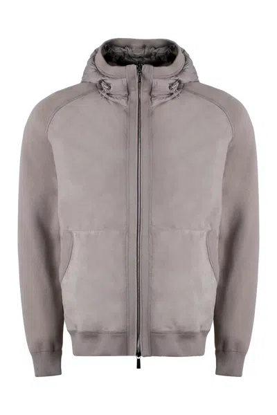 Moorer Trenton Hooded Full Zip Jacket In Grey