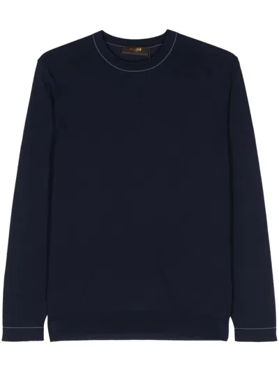 Moorer Tristand Round Neck In Blue