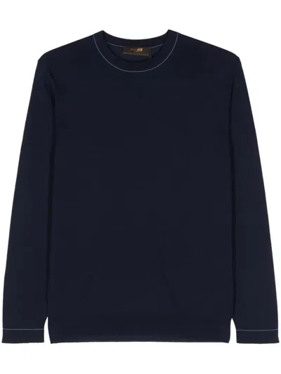 Moorer Tristand Fine-knit Cotton Jumper In Blue