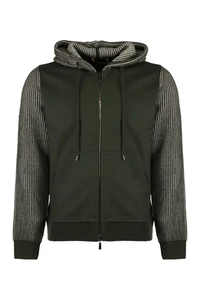 Moorer Truman Knitted Full Zip Hoodie In Green