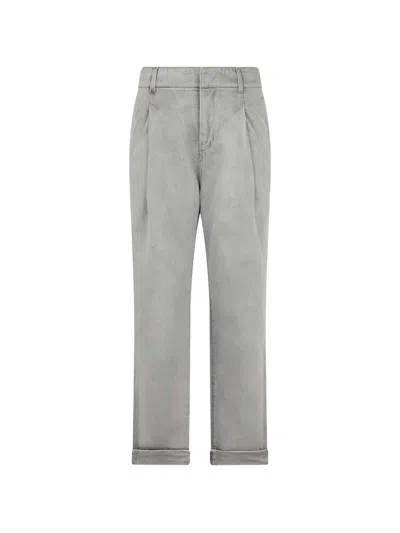 Moorer Turn-up Trousers In Grey