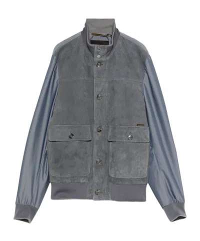 Moorer Turtleneck Casual Jacket In Gray