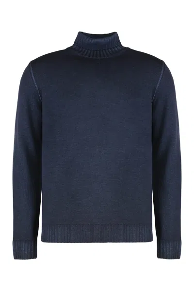 Moorer Turtleneck Sweater In Cashmere In Blue
