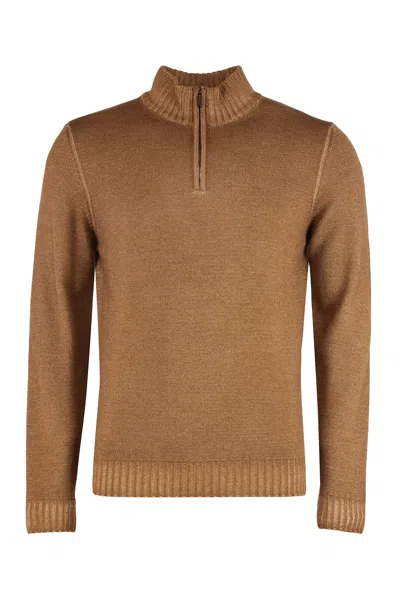 Moorer Turtleneck Sweater In Cotton Blend In Brown