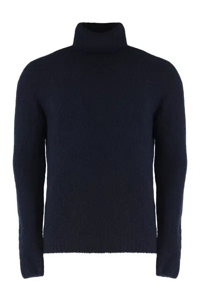 Moorer Turtleneck Sweater In Wool Blend In Blue