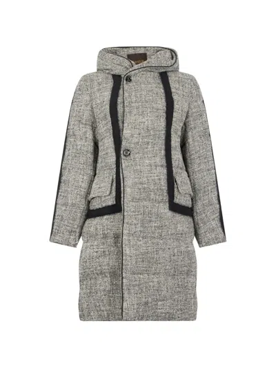 Moorer Tweed-effect Hooded Coat In Gray