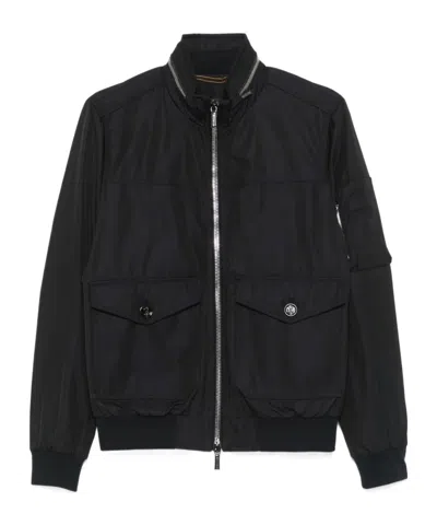 Moorer Twill Bomber Jacket In Black