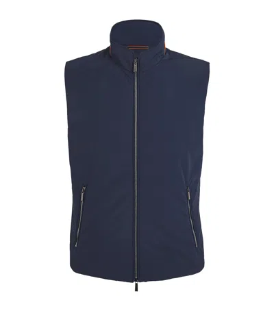 Moorer Two-way Zip Gilet In Blue