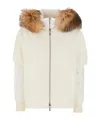 Moorer Wool Coat With Detachable Hood And Fur Trim In White