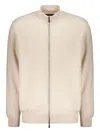 Moorer Light Ivory Cardigan With Zip And Cuffs In Multi