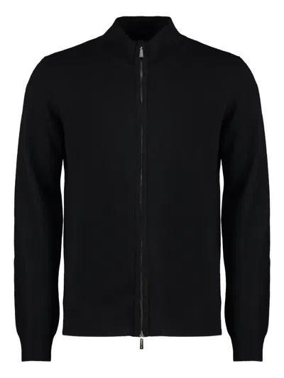 Moorer Urbino Zip-front Cashmere Cardigan In Black