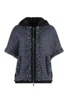 Moorer Ursula Boucle Knit Coat In Blue