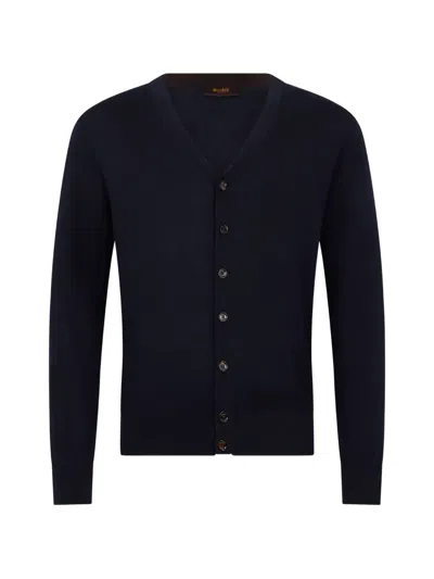 Moorer V-neck Cardigan In Blue