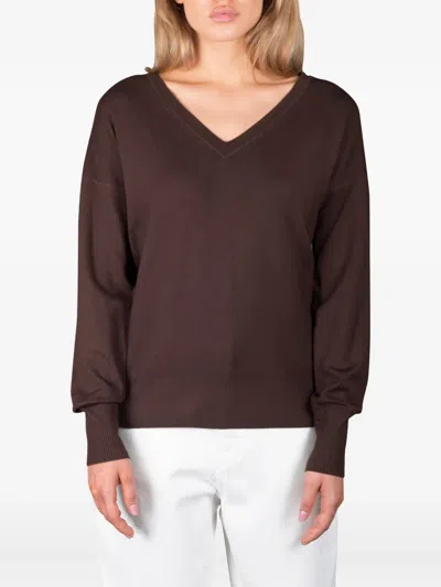 Moorer V-neck Sweater In Brown