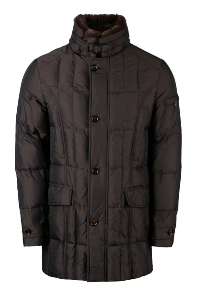 Moorer Valente Fur Collar Down Jacket In Brown